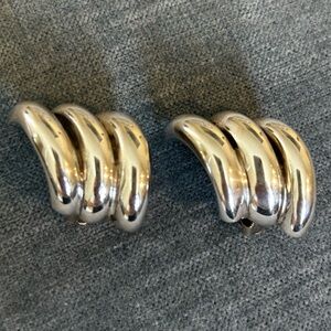 Elegant Sterling Silver Wave Clip Earrings